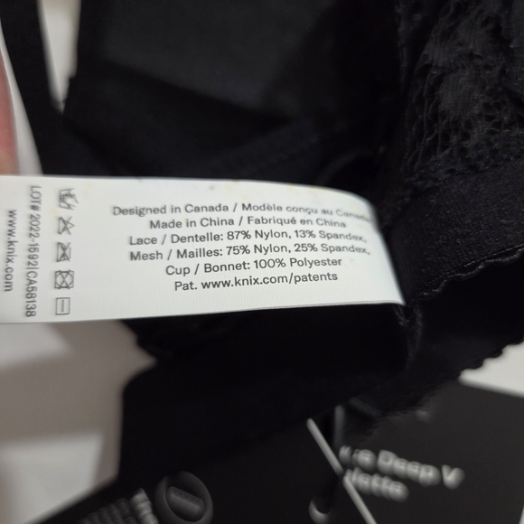 NWT Knix Knixy Lace Deep V Bralette Bra Black Wire Free Size XXL - Picture 11 of 12